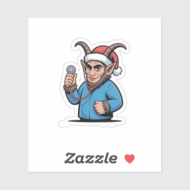 Christmas Krampus Nursing Scrubs Nurse  Sticker (Sheet)