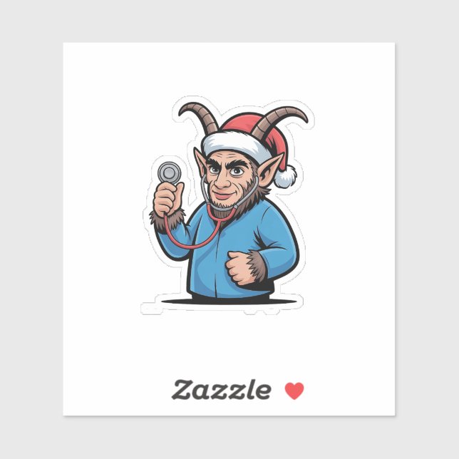 Christmas Krampus Nursing Scrubs Nurse  Sticker (Sheet)