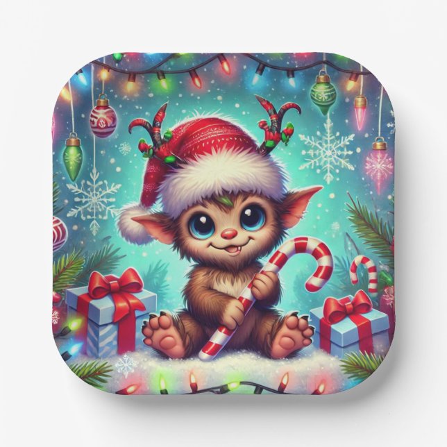 Christmas Krampus  Paper Plates (Front)