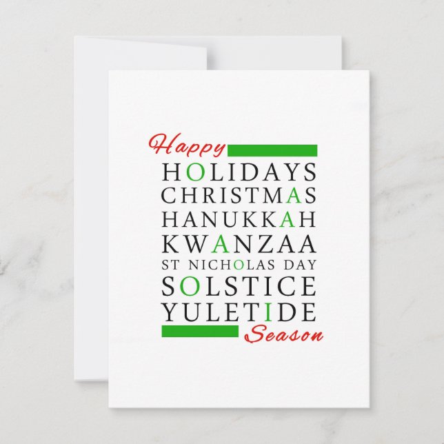 Christmas Kwanzaa Hanukkah Solstice Yuletide Holiday Card (Front)