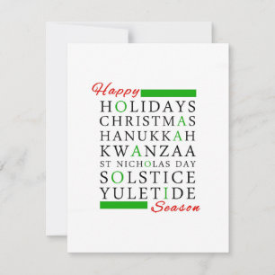 Christmas Kwanzaa Hanukkah Solstice Yuletide Holiday Card