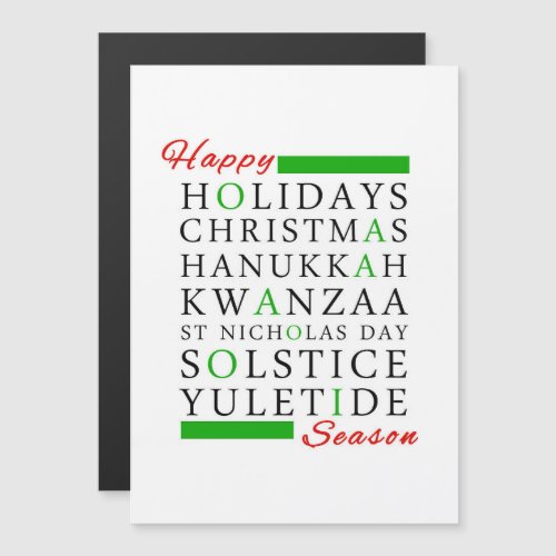 Christmas Kwanzaa Hanukkah Solstice Yuletide Magnetic Invitation