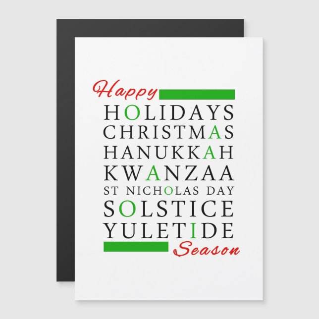 Christmas Kwanzaa Hanukkah Solstice Yuletide Magnetic Invitation (Front/Back)