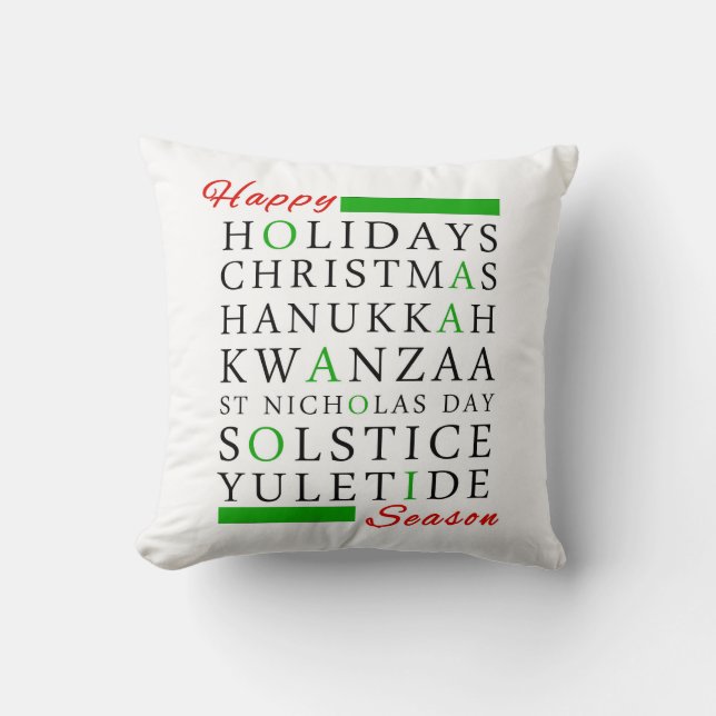 Christmas Kwanzaa Hanukkah Solstice Yuletide Throw Pillow (Front)