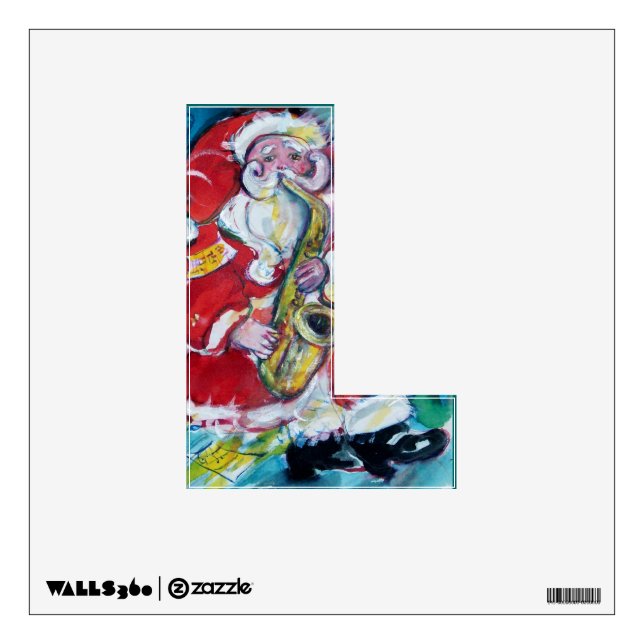 CHRISTMAS L LETTER /SANTA AND SAX, CHRISTMAS PARTY WALL DECAL (Front)