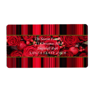 Christmas label red roses