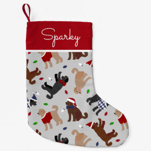 Christmas Labradoodle Gray Small Christmas Stocking