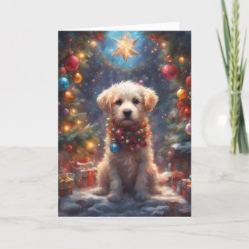Christmas Labradoodle Puppy Art Card by DoggieAvenue at Zazzle
