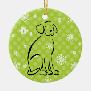 Christmas Labrador Art Add Name Ceramic Ornament