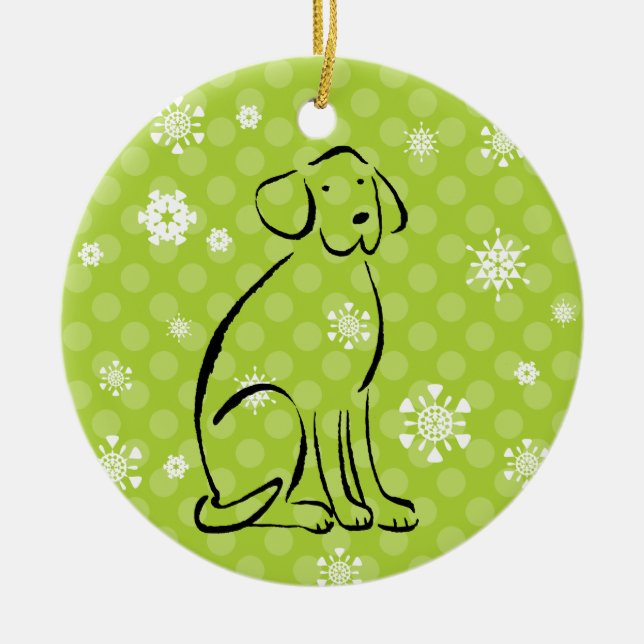 Christmas Labrador Art Add Name Ceramic Ornament (Front)