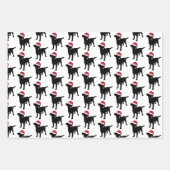 Christmas Labrador Black Dog In Santa Hat Wrapping Paper Sheets (Front 3)
