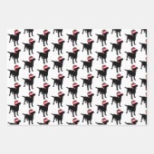 Christmas Labrador Black Dog In Santa Hat Wrapping Paper Sheets (Front 2)