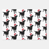 Christmas Labrador Black Dog In Santa Hat Wrapping Paper Sheets (Front)