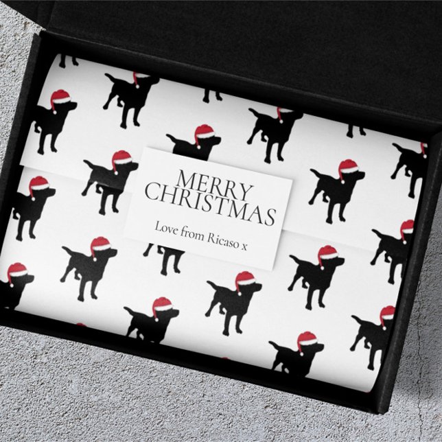 Christmas Labrador Black Dog In Santa Hat Wrapping Paper Sheets (Christmas Labrador Black Dog In Santa Hat Wrapping Paper Sheets by Ricaso. Lab retriever themed. )