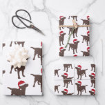 Christmas Labrador Chocolate Dog In Santa Hat Wrapping Paper Sheets<br><div class="desc">Christmas Labrador Chocolate dog Santa hats wrapping paper sheets from Ricaso (black and yellow available in store)</div>