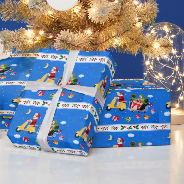 Christmas Labrador Delivery Painting Wrapping Paper (Holidays)