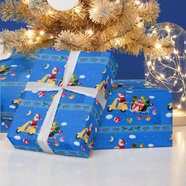 Christmas Labrador Delivery Painting Wrapping Paper (Holidays)