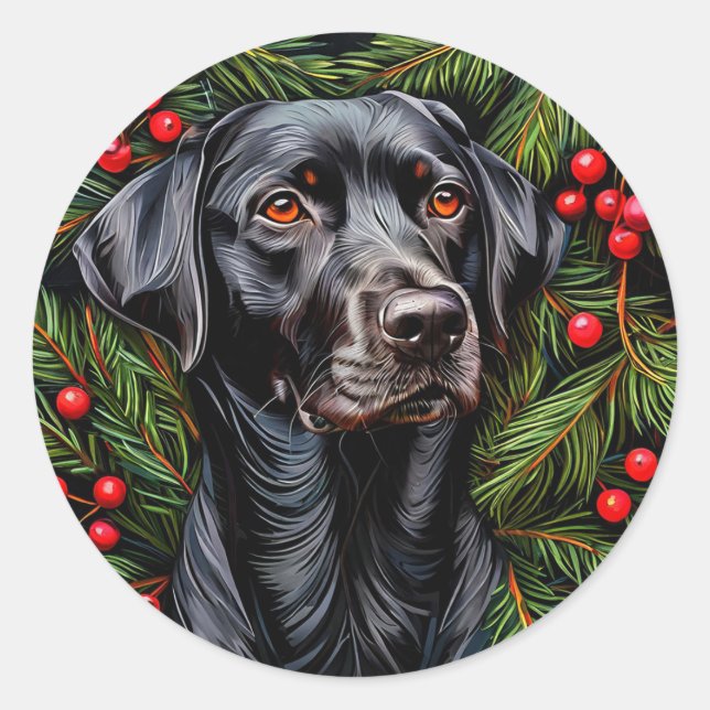 Christmas Labrador dog Classic Round Sticker (Front)