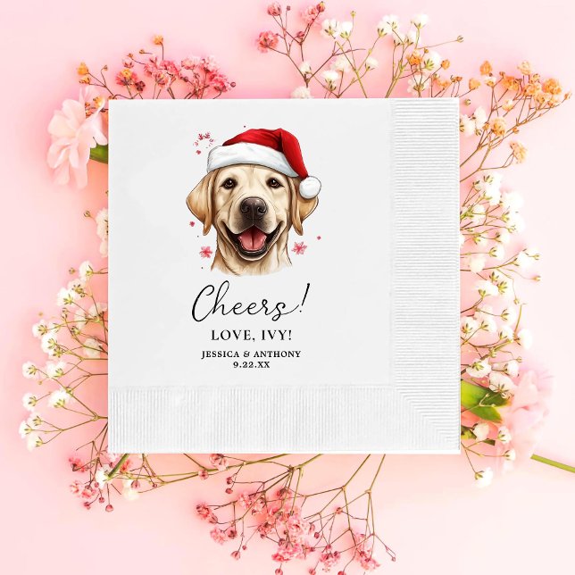 Christmas Labrador Dog Personalized Cheers Napkins (Creator Uploaded)