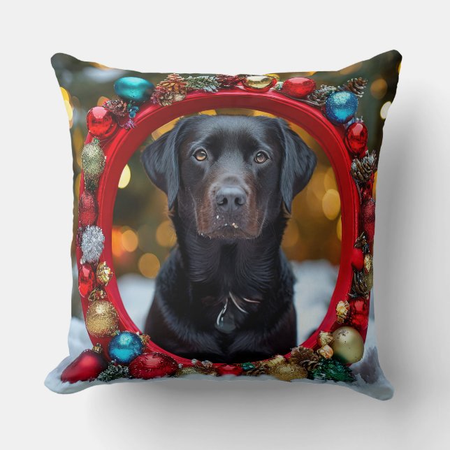 Christmas Labrador dog Throw Pillow (Front)