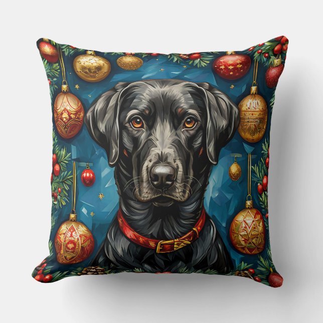Christmas Labrador dog Throw Pillow (Front)
