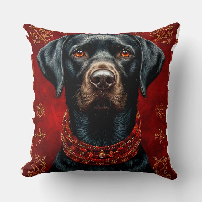 Christmas labrador dog throw pillow (Front)