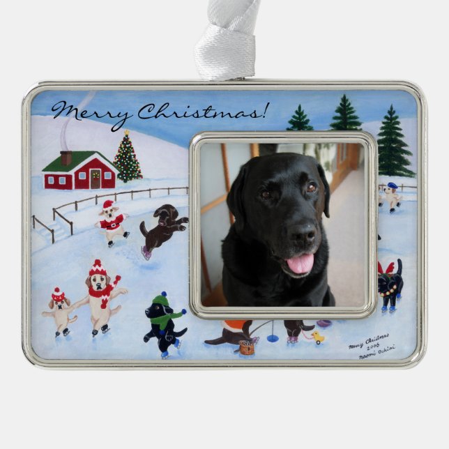 Christmas Labrador Fun Painting Ornament (Front)