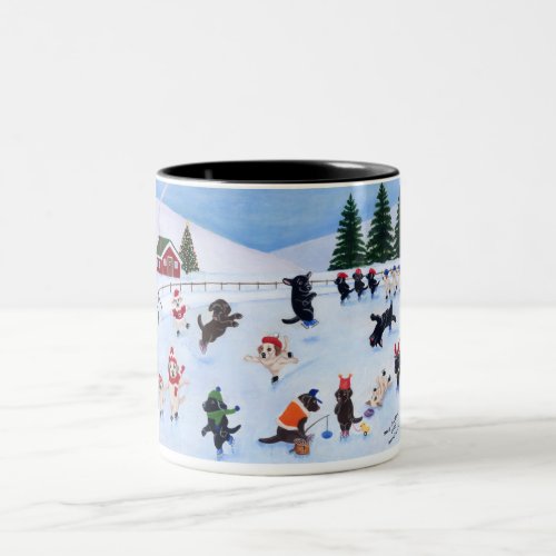 Christmas Labrador Fun Painting Two_Tone Coffee Mug