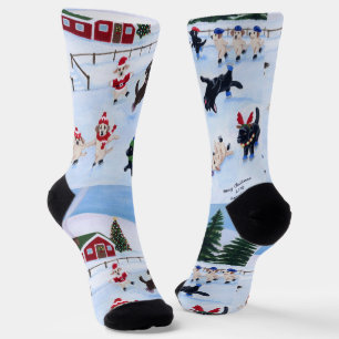 Christmas Labrador Ice Skating Socks