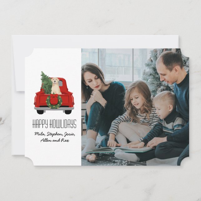 Christmas Labrador Red Truck photo card (Front)