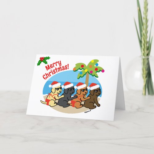 Christmas Labrador Retriever Beach Kids Holiday Card