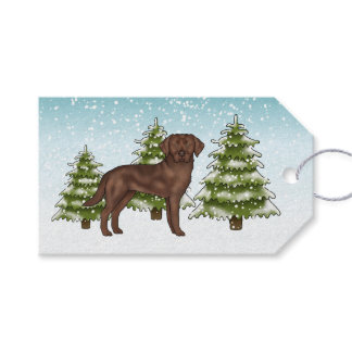 Christmas Labrador Retriever Blue Snowy Christmas Gift Tags