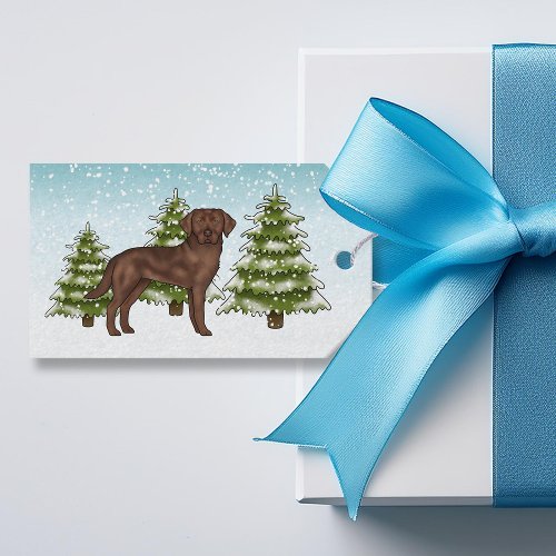 Christmas Labrador Retriever Blue Snowy Christmas Gift Tags