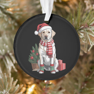 Christmas Labrador Retriever Dog Santa Hat Scarf Ornament
