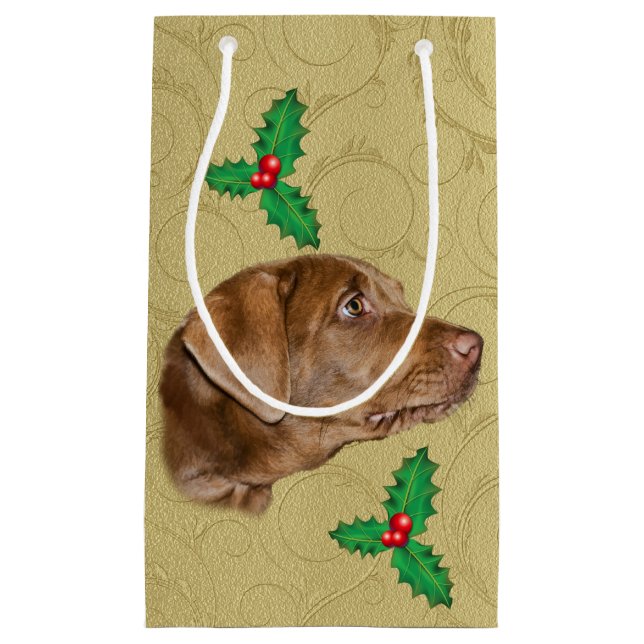 Christmas, Labrador Retriever Dog Small Gift Bag (Front)