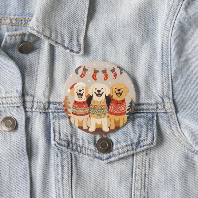 Christmas Labrador Retriever Dogs Button (In Situ)