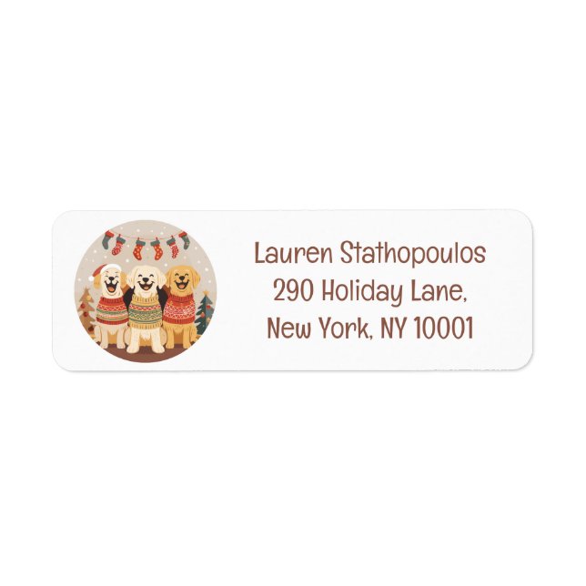 Christmas Labrador Retriever Dogs Label (Front)