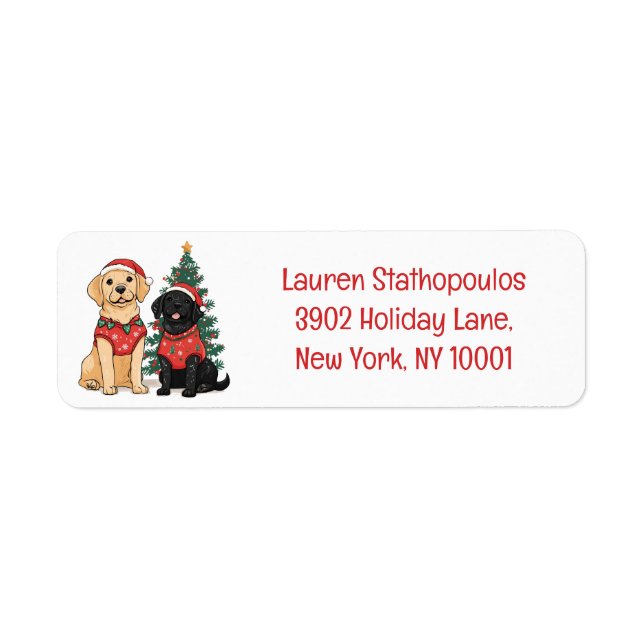 Christmas Labrador Retriever Dogs Label (Front)