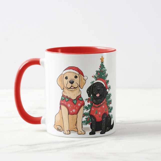 Christmas Labrador Retriever Dogs Mug (Left)