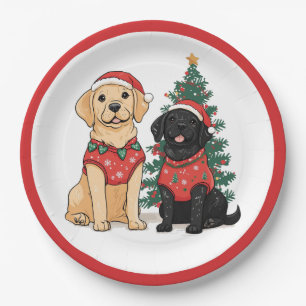 Christmas Labrador Retriever Dogs Paper Plates