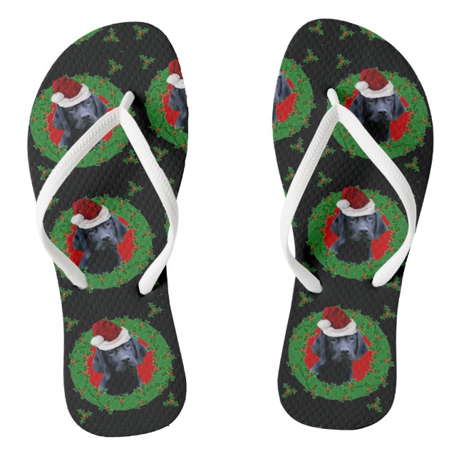 Christmas Labrador Retriever flip flops (Footbed)