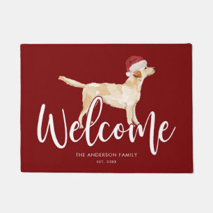Christmas Labrador Retriever Personalized Red Doormat