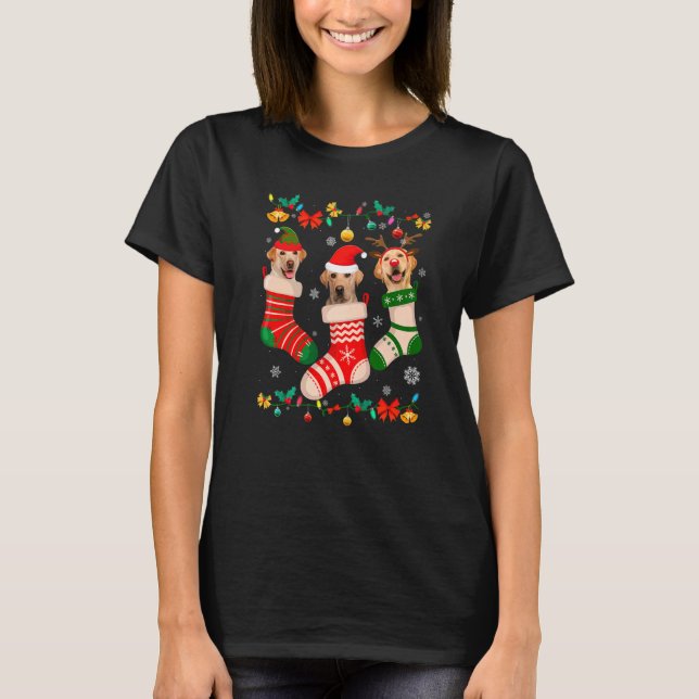 Christmas Labrador Sock Xmas Reindeer Santa ELF Do T-Shirt (Front)