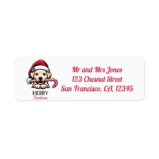 Christmas Labrador with Santa Hat -Return Address Label (Front)