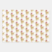 Christmas Labrador Yellow Dog In Santa Hat Wrapping Paper Sheets (Front 3)