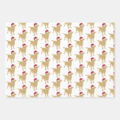Christmas Labrador Yellow Dog In Santa Hat Wrapping Paper Sheets (Front 2)