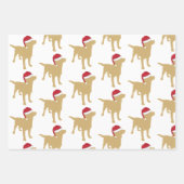 Christmas Labrador Yellow Dog In Santa Hat Wrapping Paper Sheets (Front)