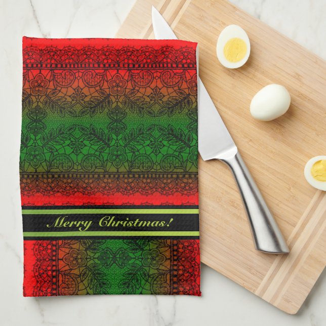 Christmas Lace (Personalized) Towel (Quarter Fold)