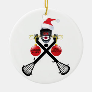 Christmas Lacrosse Ceramic Ornament