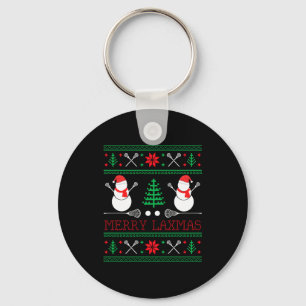 Christmas Lacrosse Lax Player Ugly Christmas Xmas Keychain